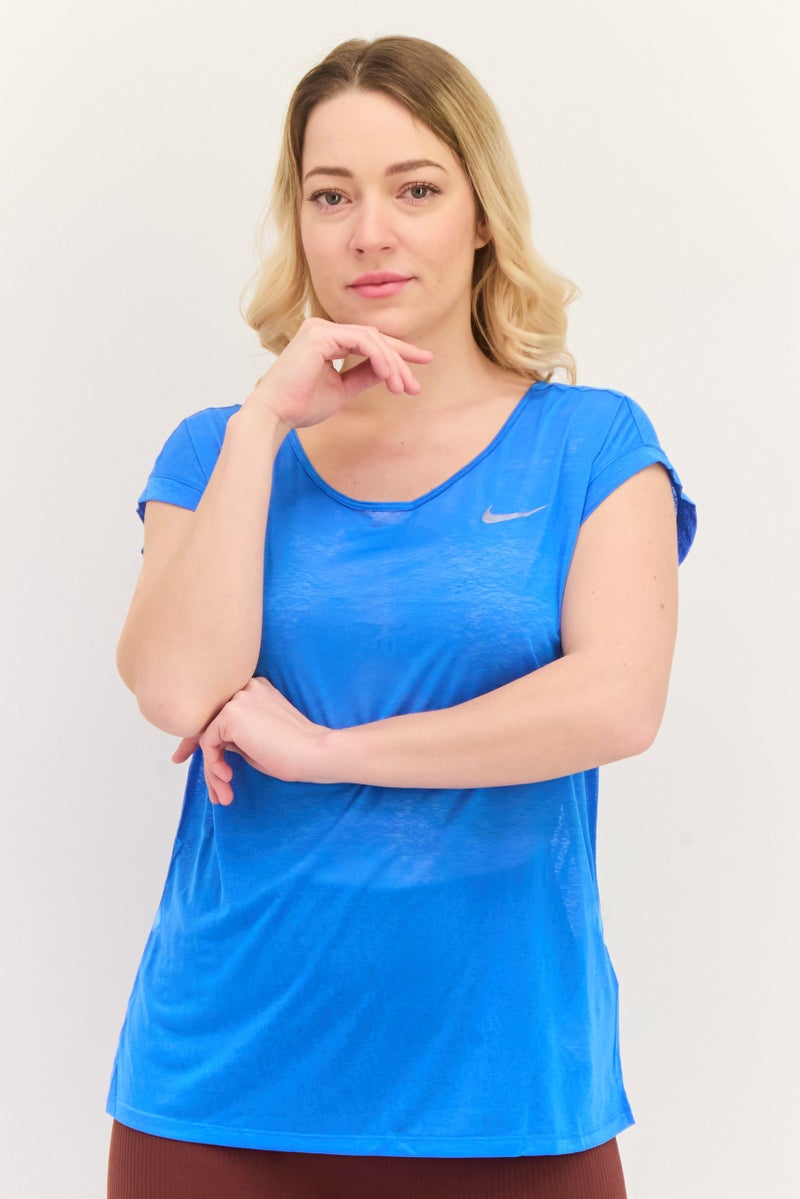 Nike Women Dri-FIt Short Sleeves Training Top, Blue - Image 1